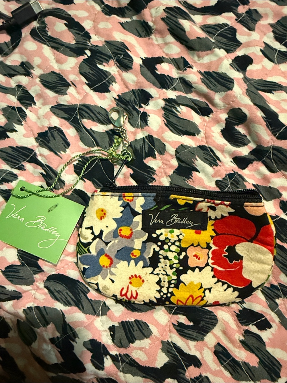 Vera Bradley Floral Zip Coin Pouch - Black, Red, Yellow, Blue, Cream